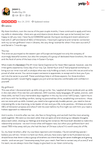 Five star Yelp review from Jason L about finding his wife through tradwife dating after ABCs of Attraction EuroTour