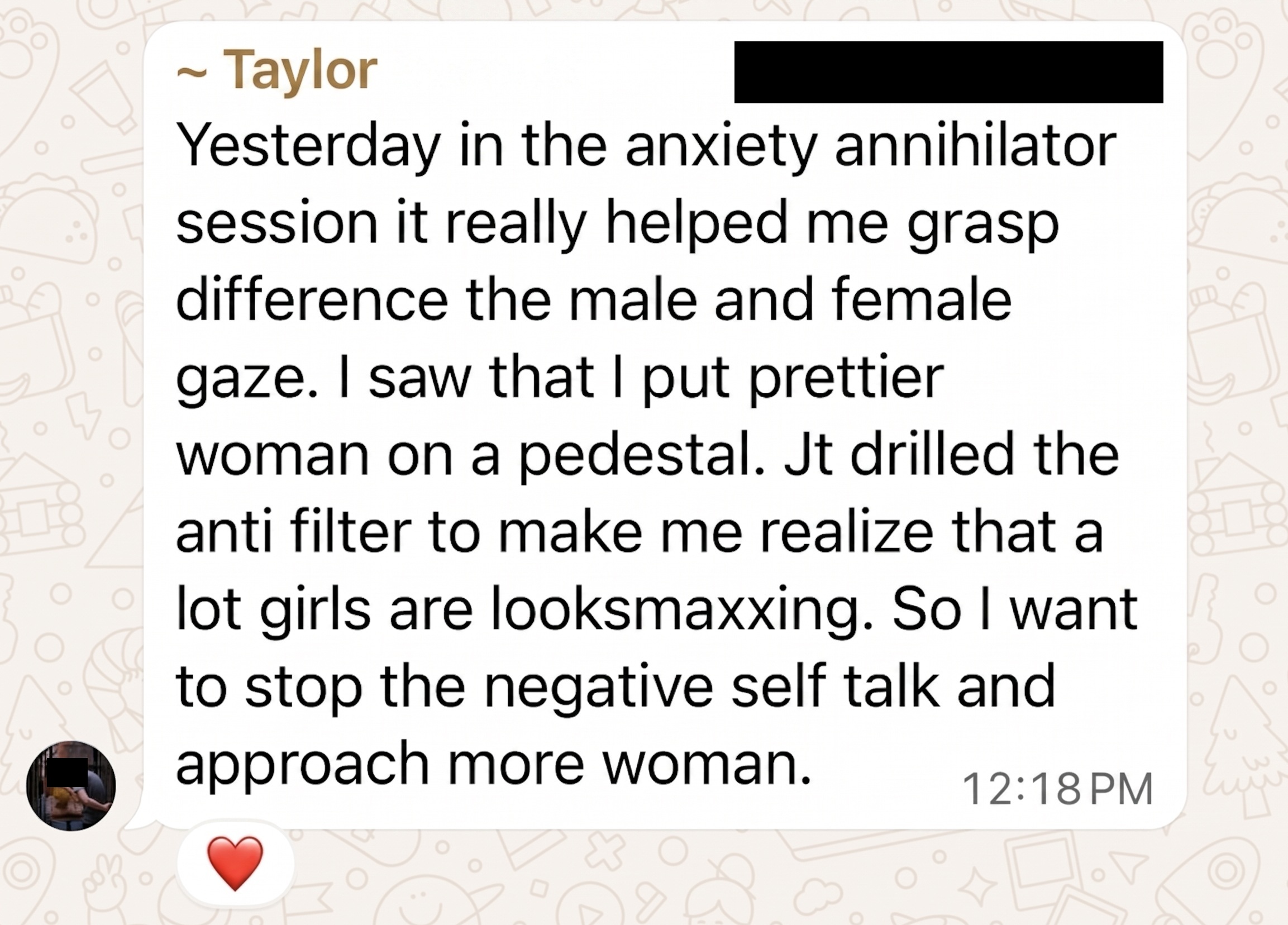 Workshop student testimonial about the approach anxiety annihilator session and anti-filter drill helping him stop putting women on a pedestal
