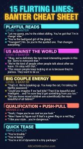 Flirting and teasing a woman: 15 banter examples organized by playful reads, big couple energy, qualification, and quick teases
